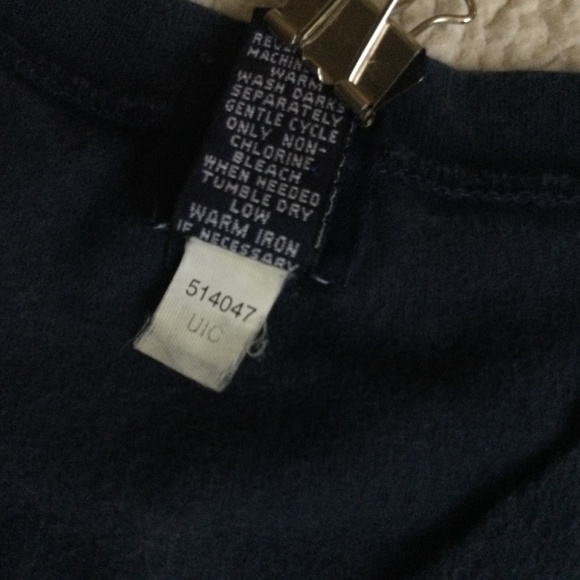 Vintage 90s GAP Striped V-Neck Tee Navy Blue Short Sleeves - Sz Medium - Picture 7 of 7